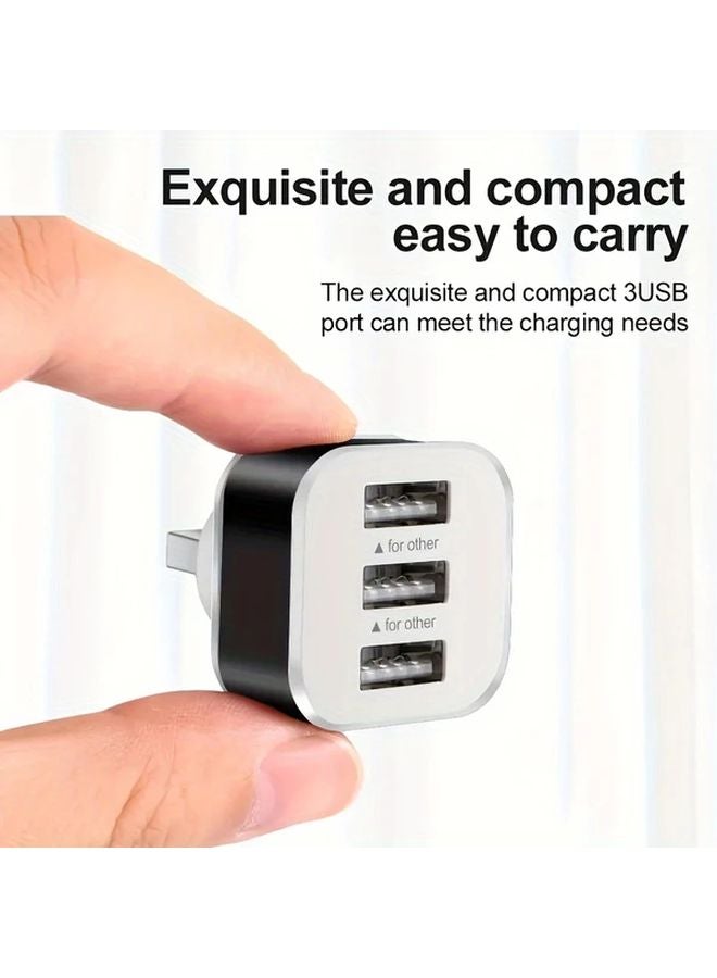 USB 2.0 Hub 3 منافذ فضي مدمج مقسم محول للكمبيوتر مكتب المنزل - Image 3